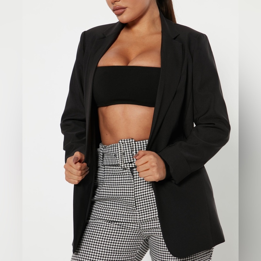 Fashion Nova Black Oversized Button Front Long Sleeve Blazer Size Medium